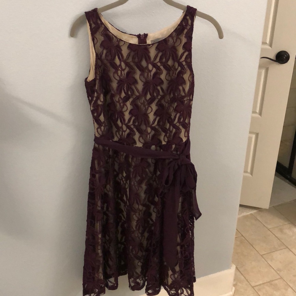 Eggplant lace cocktail dress